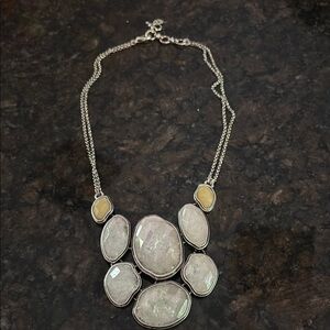 Lucky Brand Silver and Cream Statement Necklace